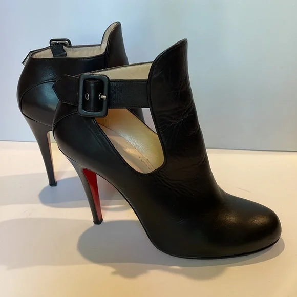 Christian Louboutin Heels Black Leather Booties EU 38.5 - Picture 3 of 8